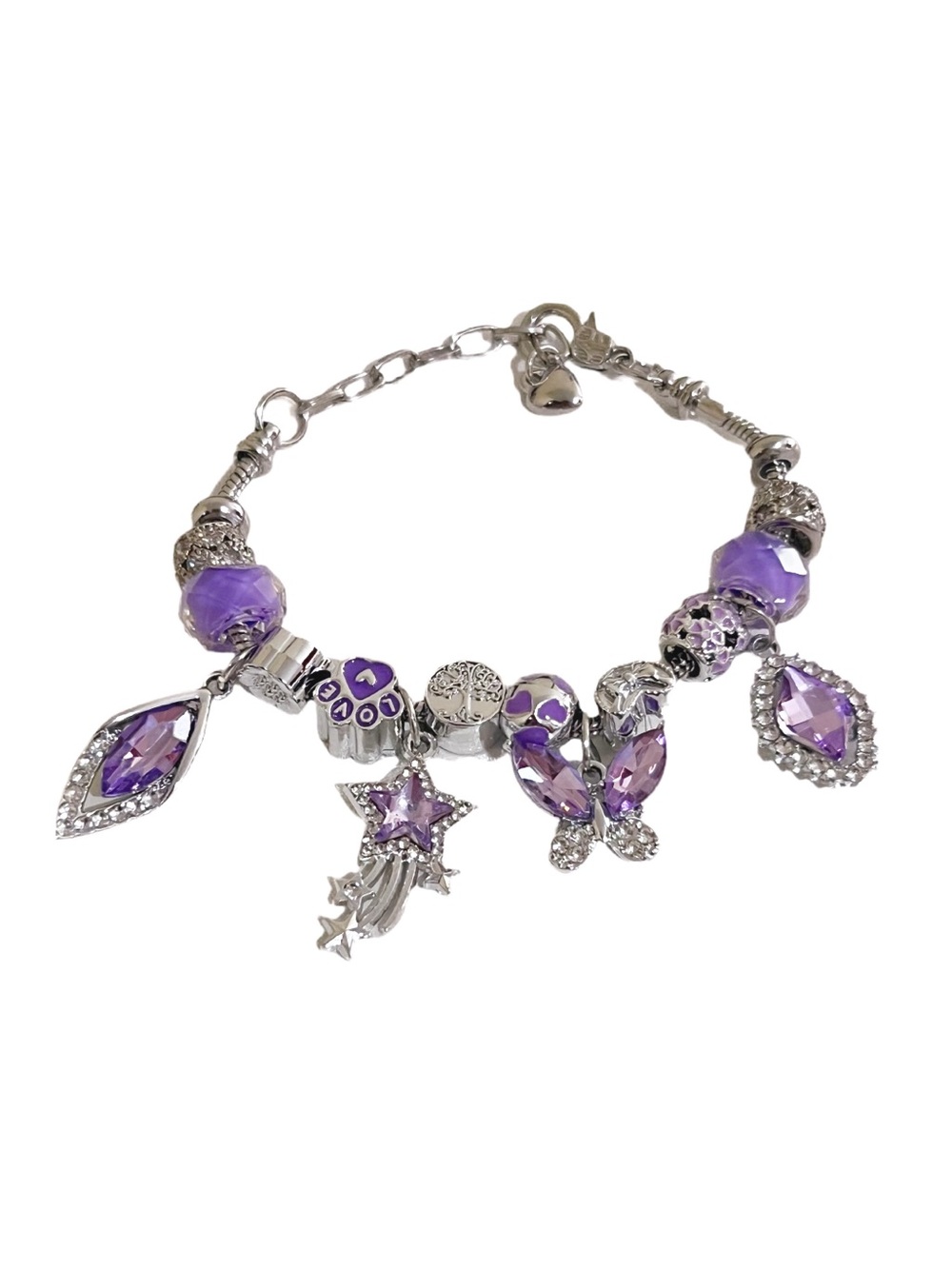 ⭐️ Purple Charm Bracelet • Silver • New • Boutique Style⭐️